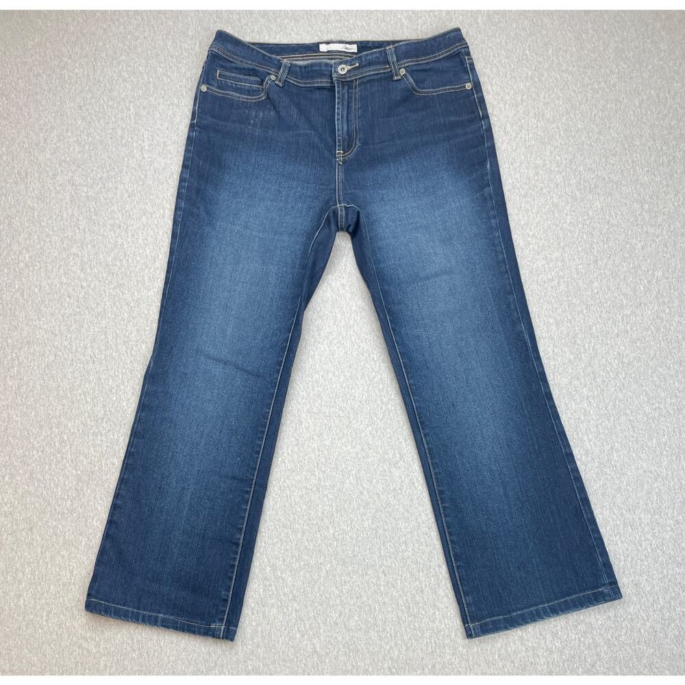 Chicos Jeans Womens Size 1.5 (US 10) Blue Cotton Blend Stretch Platinum Straight